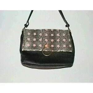 Vince Camuto Designer 100% Genuine Leather Handbag, Black and Pink Handbag